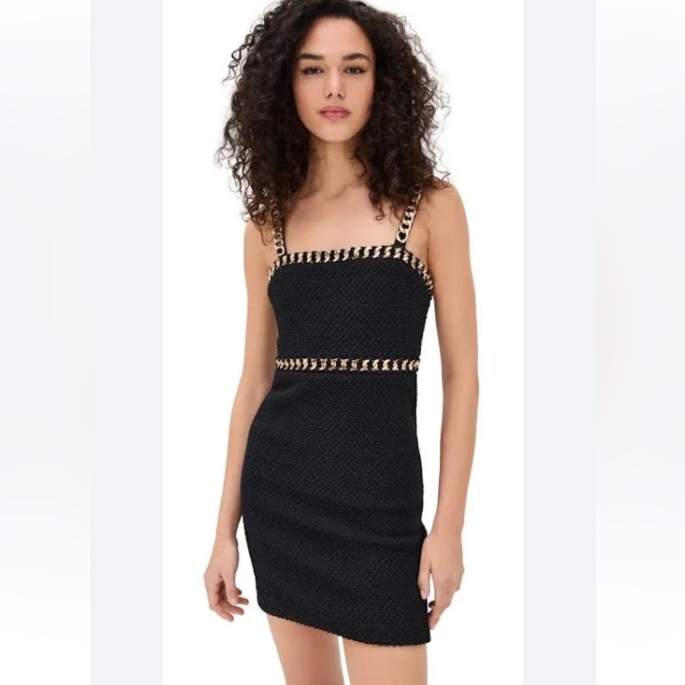 Alice + Olivia Kelly Woven Cotton Blend Chain Mini Dress